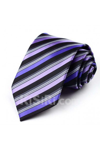 Purple Striped Polyester NeckTie
