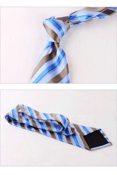 Blue Striped Polyester NeckTie