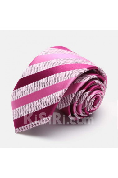 Pink Striped Polyester NeckTie