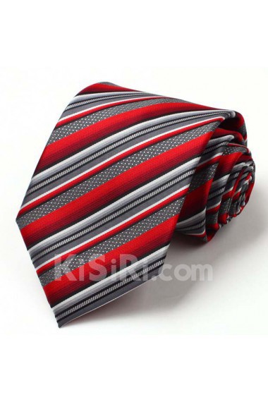 Red Striped Polyester NeckTie