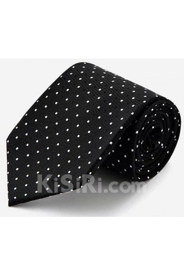 Black Polka Dot 100% Silk NeckTie
