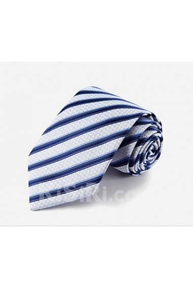 Blue Striped Cotton & Polyester NeckTie