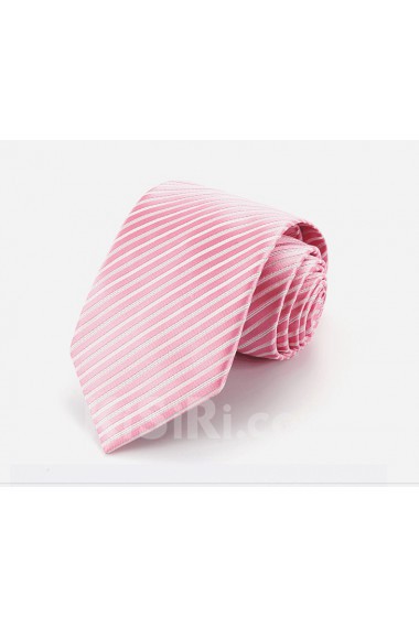Pink Striped Cotton & Polyester NeckTie