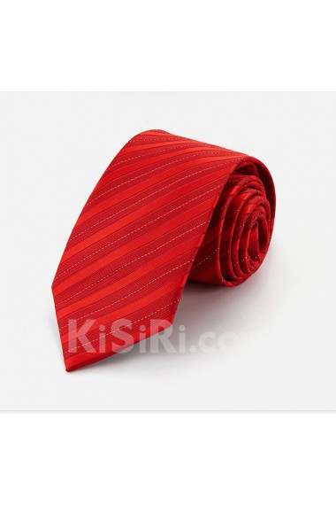 Red Striped Cotton & Polyester NeckTie