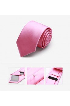 Pink Solid Microfiber Skinny Tie
