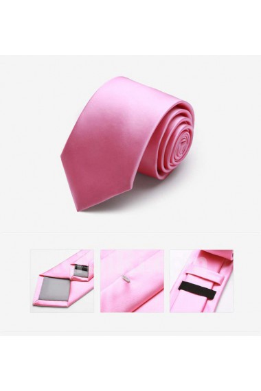 Pink Solid Microfiber Skinny Tie
