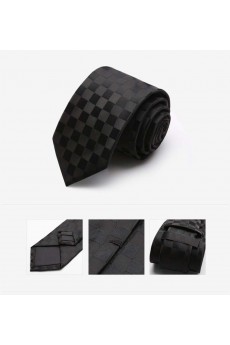Black Checkered Microfiber Skinny Tie