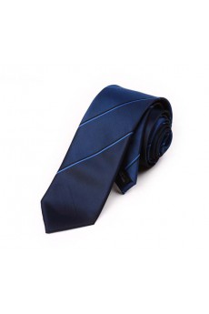 Blue Striped Microfiber Skinny Tie