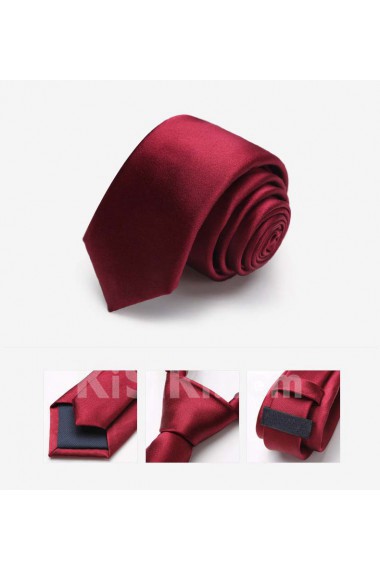 Red Solid 100% Silk Skinny Tie