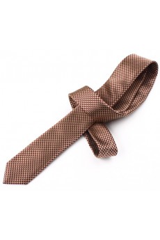 Brown Floral Microfiber Skinny Tie