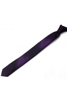 Purple Checkered Microfiber Skinny Tie