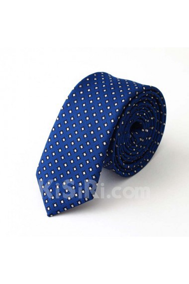 Blue Polka Dot Polyester Skinny Tie