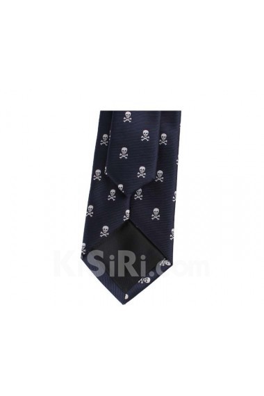 Blue Floral Polyester Skinny Tie