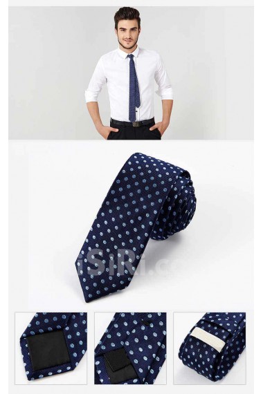Blue Polka Dot 100% Silk Skinny Tie