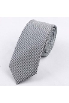 Gray Polka Dot Polyester Skinny Tie