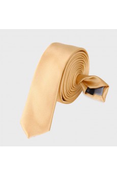 Yellow Solid Microfiber Skinny Tie