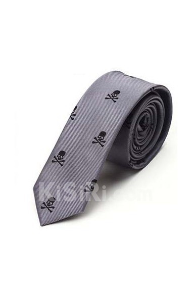 Gray Floral Microfiber Skinny Tie