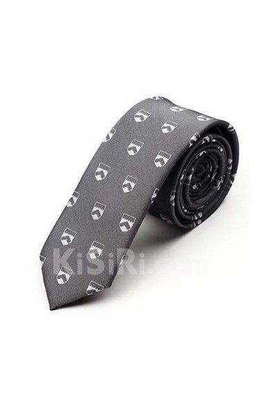 Gray Floral Microfiber Skinny Tie