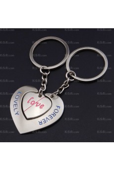 Elegant Small Pendant Zinc Alloy Heart Keychain (A Pair)