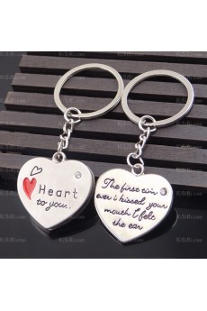 Couples Cheap Zinc Alloy Heart-shaped Keychain (A Pair)