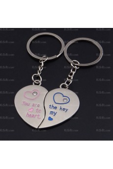 His and Hers Cheap Zinc Alloy Heart-shaped Keychain (A Pair)
