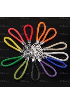 Zinc Alloy Leather Rope Keychain (Two Pair)(Random Color)