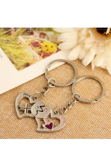 Personalized Small Pendant Zinc Alloy Heart Keychain (A Pair)