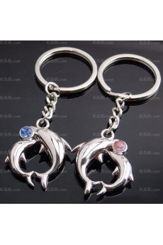 His and Hers Small Pendant Personalized Zinc Alloy Dolphin Keychain (A Pair)