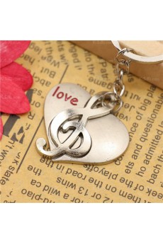 Couples Elegant Small Pendant Zinc Alloy Heart-shaped Keychain (A Pair)