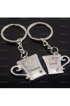 His and Hers Small Pendant Personalized Zinc Alloy Cup Keychain (A Pair)