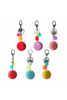 His and Hers Cute Leather Macaron Keychain (A Pair)(Random Color)