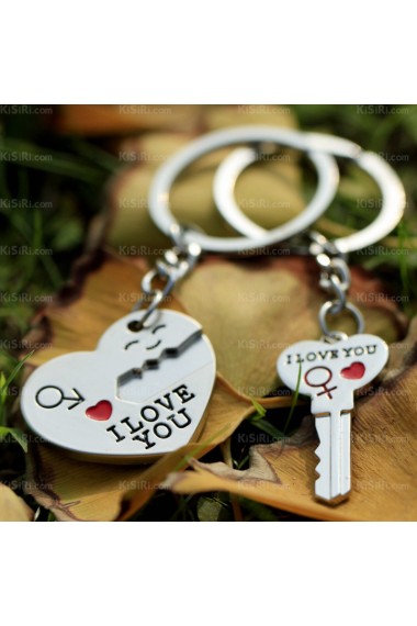 Couples Cheap Zinc Alloy Heart-shaped Keychain (A Pair)