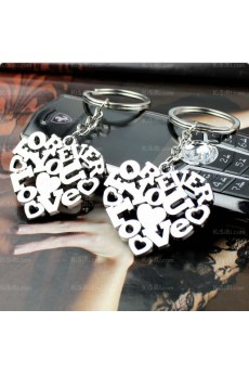 His and Hers Personalized Zinc Alloy Heart-shaped Keychain (A Pair)