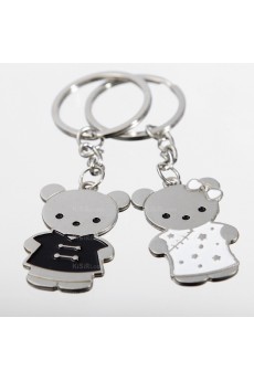 His and Hers Cheap Small Pendant Zinc Alloy Bear Keychain (A Pair)