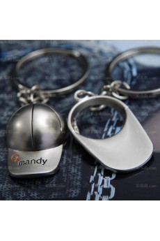 Personalized Small Pendant Zinc Alloy Hat Keychain (A Pair)