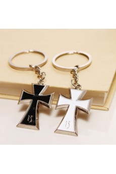Personalized Small Pendant Zinc Alloy Cross Keychain (A Pair)