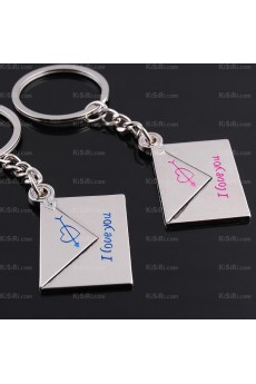 His and Hers Cheap Small Pendant Zinc Alloy Envelope Keychain (A Pair)