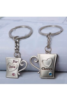 His and Hers Cheap Small Pendant Zinc Alloy Cups Keychain (A Pair)