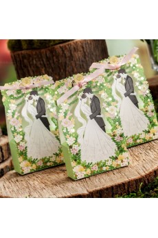 Bride and Groom Ribbons Card Paper Wedding Favor Boxes (12 Pieces/Set)