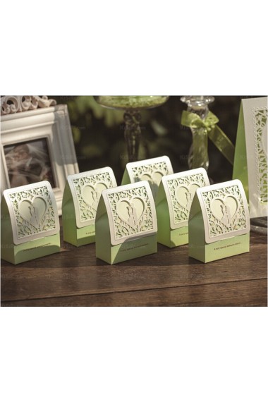 Heart-shaped Personalized Card Paper Wedding Favor Boxes (12 Pieces/Set)