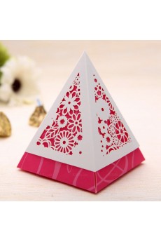 Triangle Red Color Card Paper Wedding Favor Boxes (12 Pieces/Set)