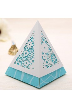 Triangle Blue Color Exquisite Wedding Favor Boxes (12 Pieces/Set)