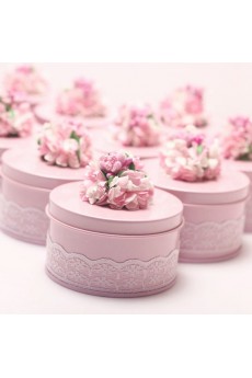Classical Pink Color Heart-shaped Wedding Favor Boxes (12 Pieces/Set)