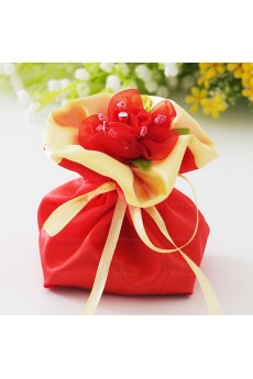 Hand-made Flower Red Color Wedding Favor Bags (12 Pieces/Set)