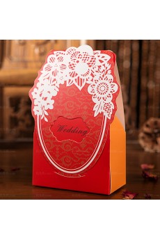Red Color Exquisite Wedding Favor Boxes (12 Pieces/Set)