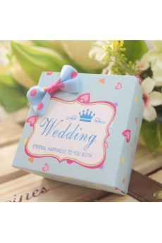 Bowkont Sky Blue Personalized Card Paper Wedding Favor Boxes (12 Pieces/Set)