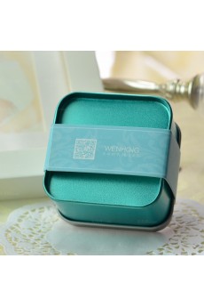 Blue Color Square-shaped Wedding Favor Boxes (12 Pieces/Set)
