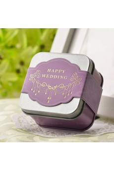 Purple Color Exquisite Square-shaped Wedding Favor Boxes (12 Pieces/Set)