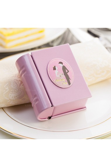 Pink Color Personalized Wedding Favor Boxes (12 Pieces/Set)