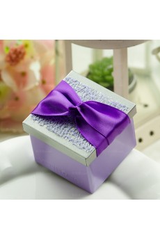 Purple Color Exquisite Ribbons Wedding Favor Boxes (12 Pieces/Set)